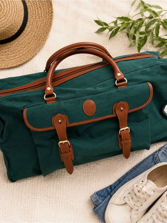 Polo Ralph Lauren Other - Vintage Polo Ralph Lauren Green Canvas Leather Weekender Duffel Bag